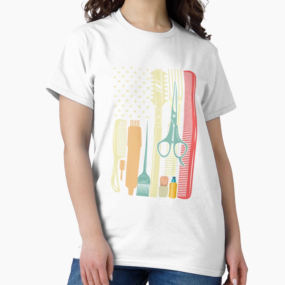 Hair Cutting Instruments with American Flag Funny Hair Stylist by patroart