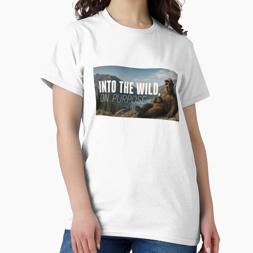 Into The Wild On Purpose – Funny Hiking Outdoor Typography Tee Sticker Hiker Gift by sharifex