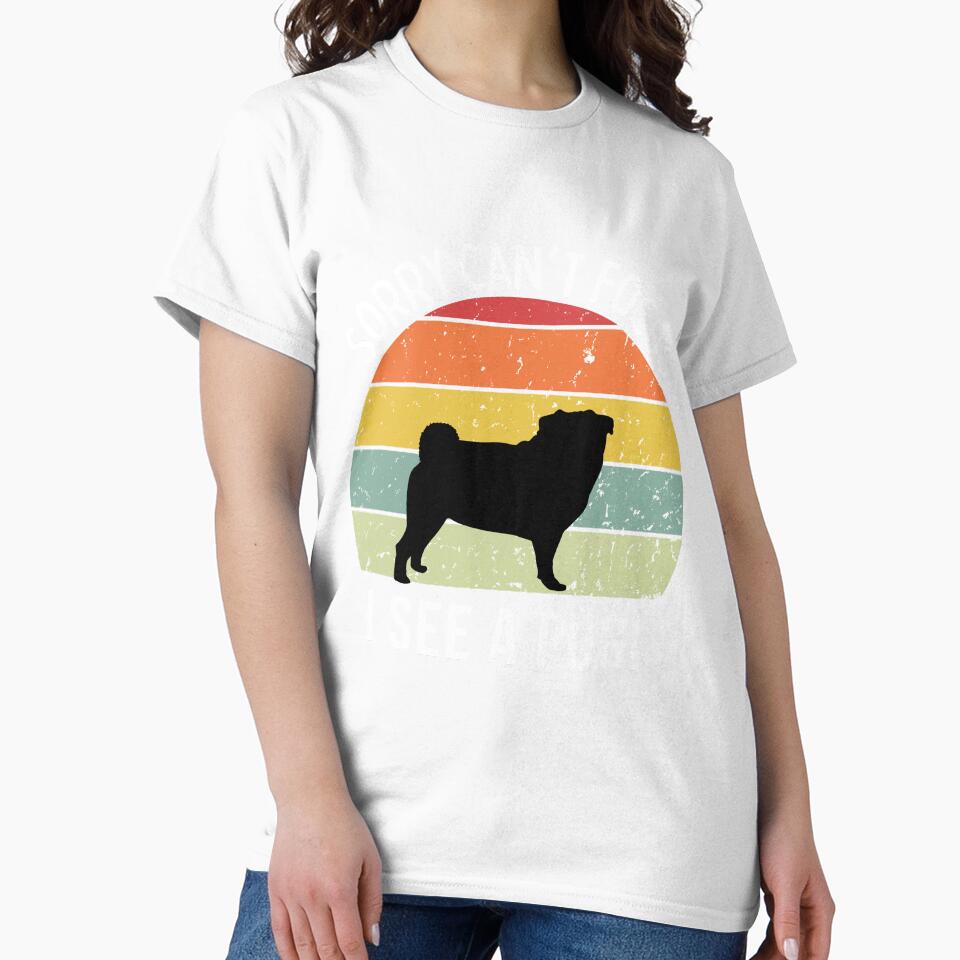 Cute Retro Sunset Pug lover design - white text by 29Bumblebee