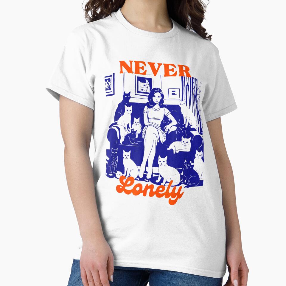 Never Lonely Retro Cat Lady Design by margamPagenberg