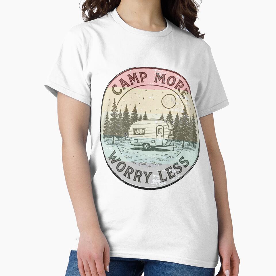 Camp More Worry Less Vintage Outdoor Camper Camping Design by Ladys-Gents