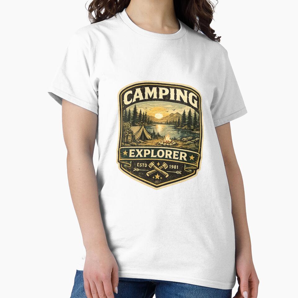 Vintage Camping Explorer Retro Outdoor Adventure T-Shirt Design by RelateAndTee