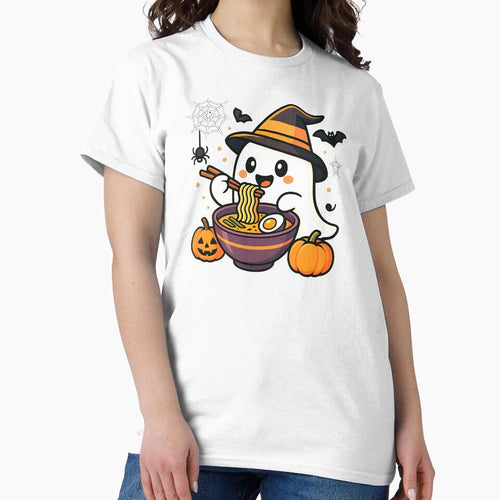 Adorable Ghost Eating Ramen Japanese Kawaii Noodles by cawtoon