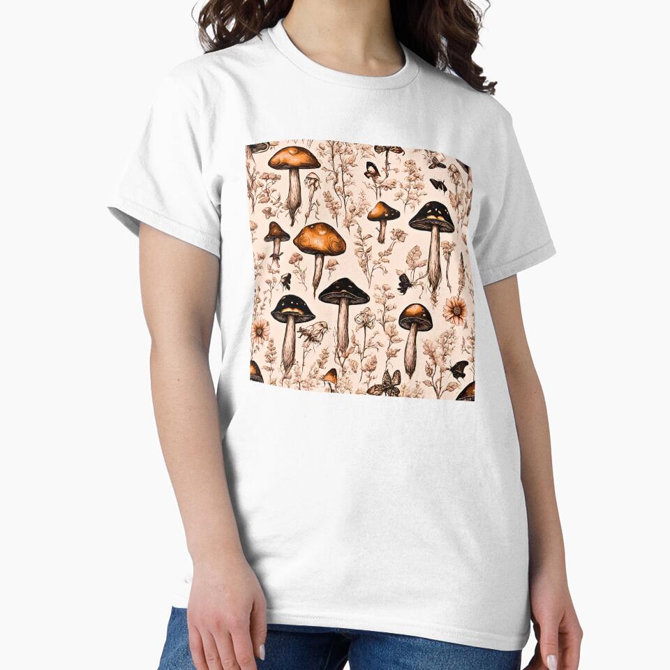 Dark Cottagecore Whimsigoth Mushroom Pattern by CaptainNemo21