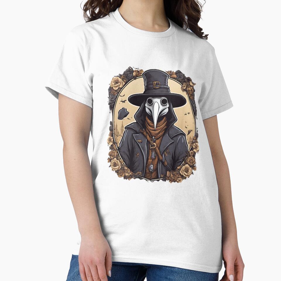 Plague Doctor with Roses – Gothic Vintage Illustration by Wizard Cat Creations