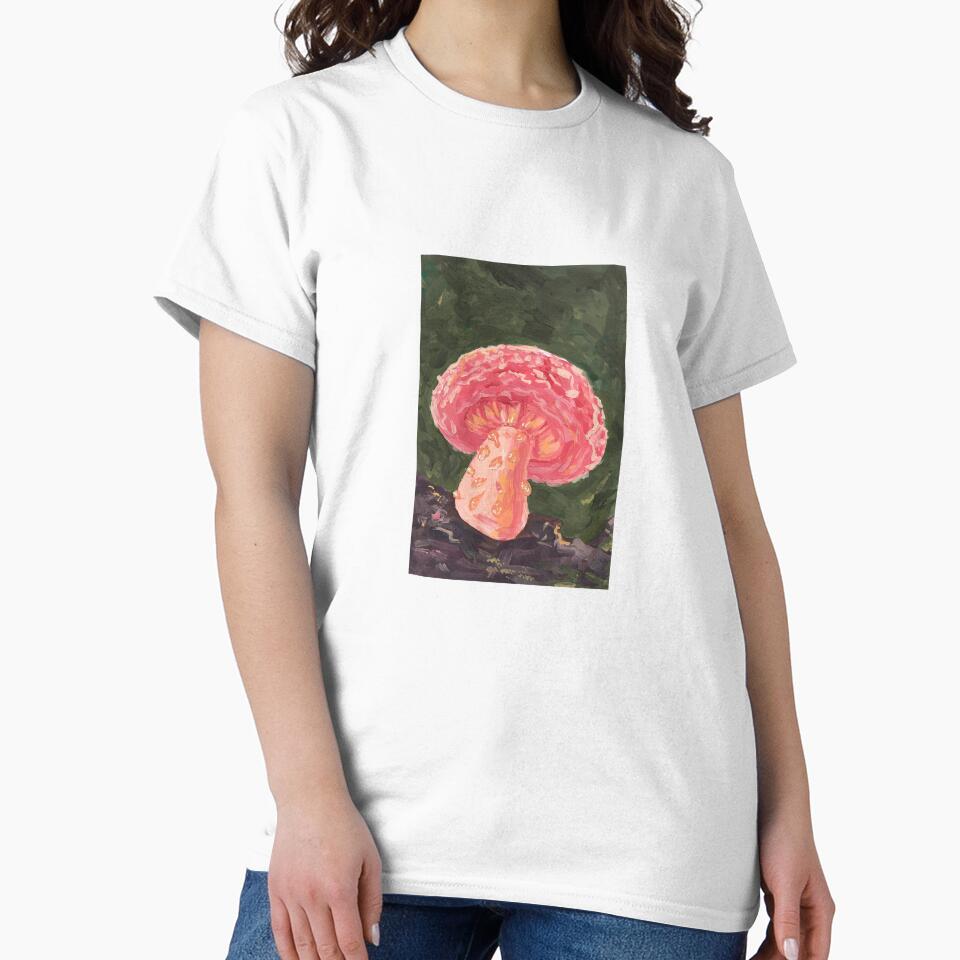 Pink Mushroom Acrylic Painting | Cottagecore Home Decor by JoyfulStarArt