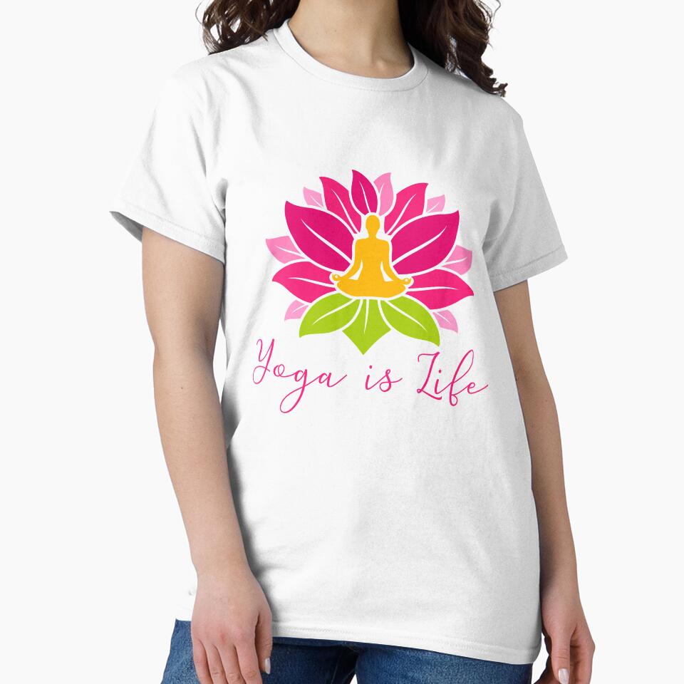 Lotus Padmasana Yoga is Life by Khushi Graphics