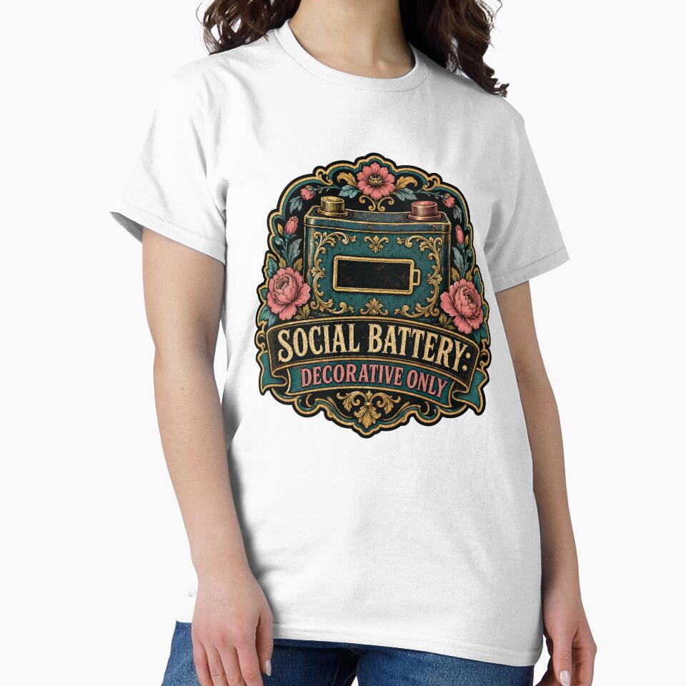 Social Battery Decorative Only Floral Vintage Design by Peak Pop Studio.