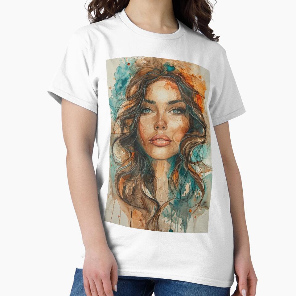Abstract Portrait of young woman with flowers by SparroCreative