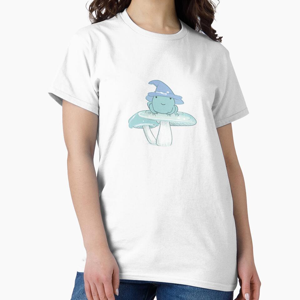 Cute Frog Wizard on Mushroom – Cottagecore Magical Frog Illustration by Aerlume