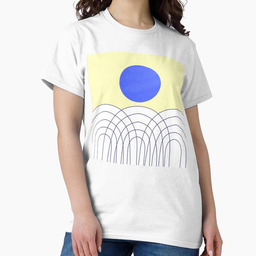 Abstract Illustration of a Blue Circle with Overlapping Lines on a Yellow Background by Beautiful art store