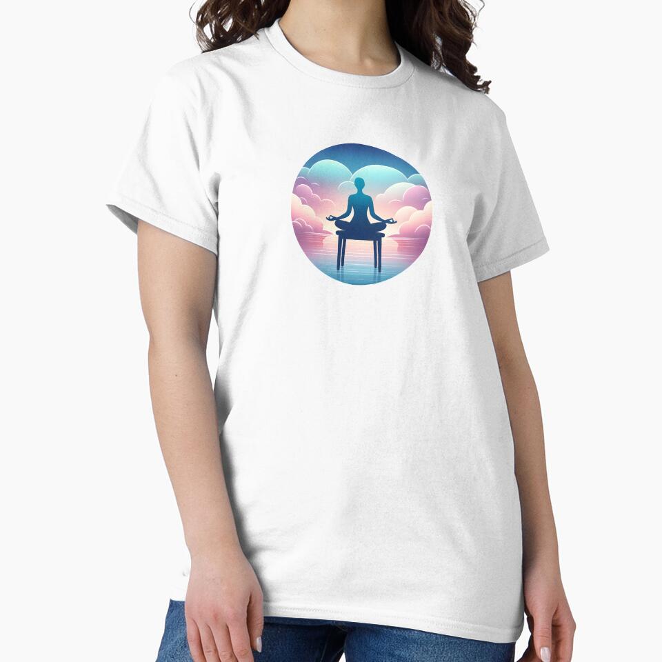 Zen in Your Seat: Tranquil Chair Yoga Silhouette Design Funny Gifts by BadhbhLoot