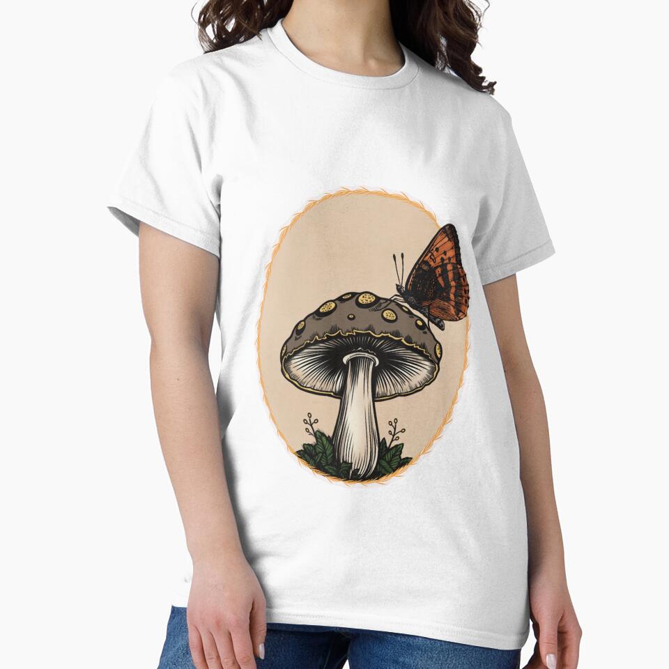 Mushroom with Resting Butterfly by WildFawnCreations