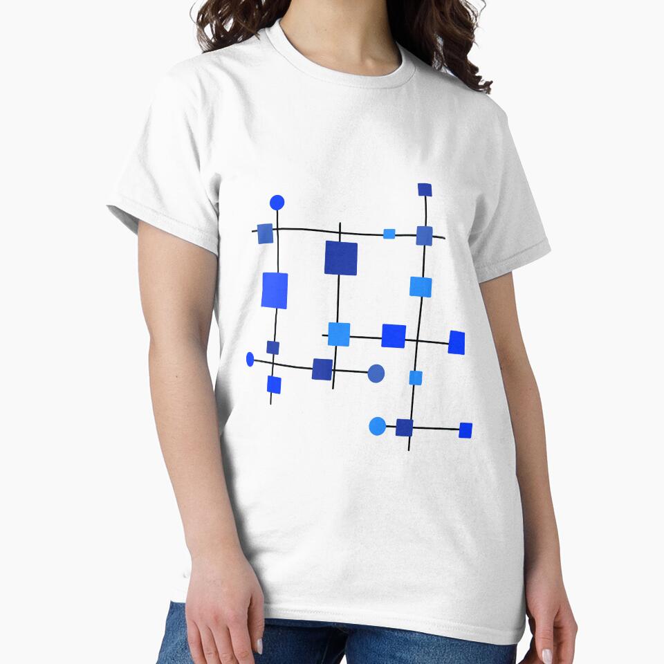Mid-Century Modern Lines with Blue Squares and Circles by lmers12