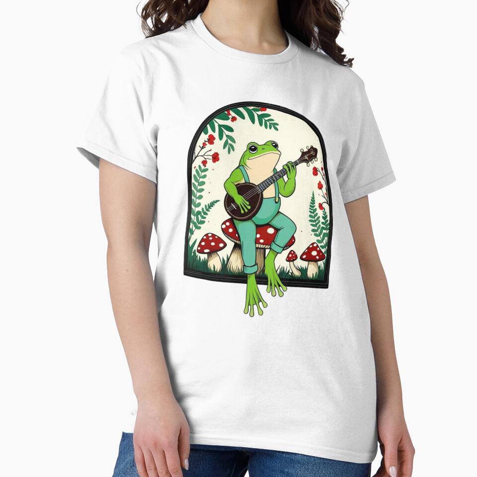 Cottagecore Frog with Banjo – Cute Nature Aesthetic by PrinToria-1