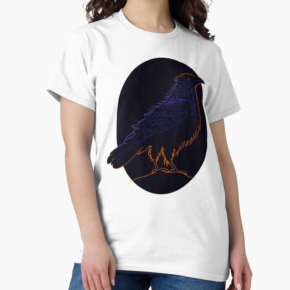 Crow design in blue, purple and orange lines by DaveDanchuk