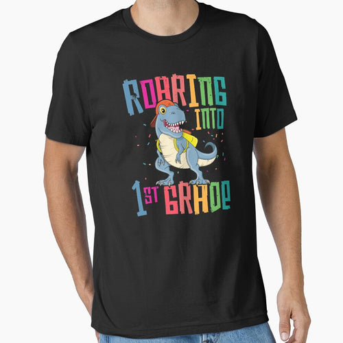 1st Grade T Rex Roaring Back to School T-Shirt Dinosaur Boy by 14thFloor