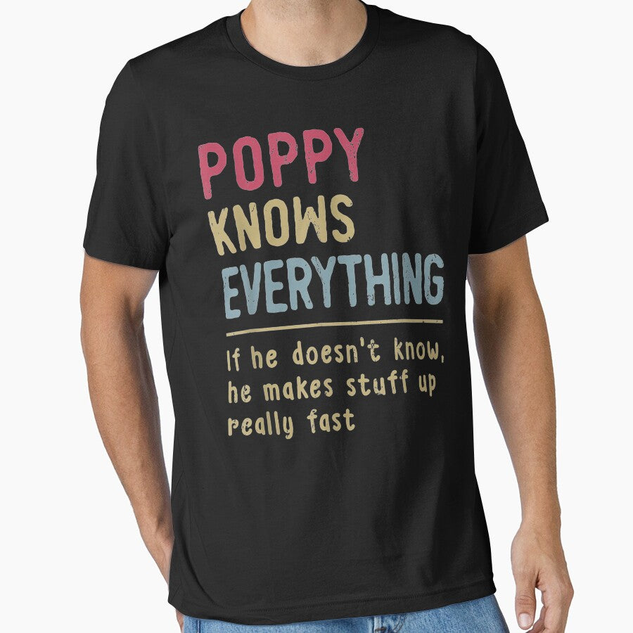 Mens Poppy Know Everything - Grandpa Gift by RonaldoStudio