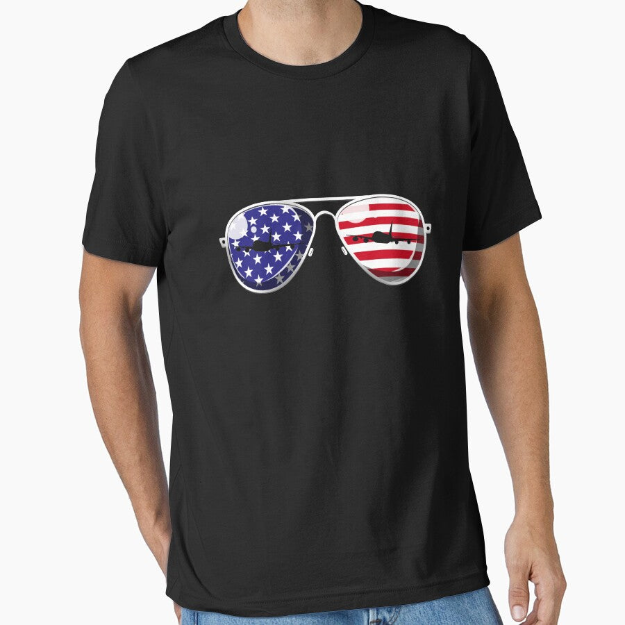 Pilot Aviators USA Flag Airplane Silhouettes Biplane Pilot Gear by DynamicDesign
