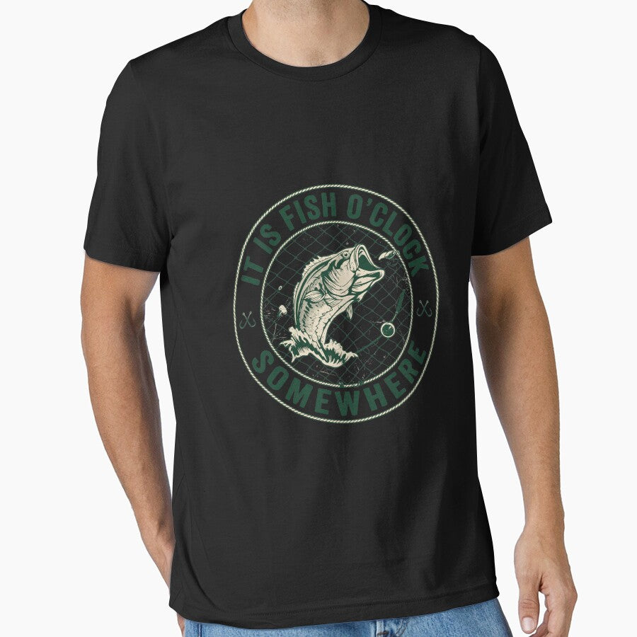 It is Fish Oclock Somewhere Funny Fisherman Bass by leocreatives