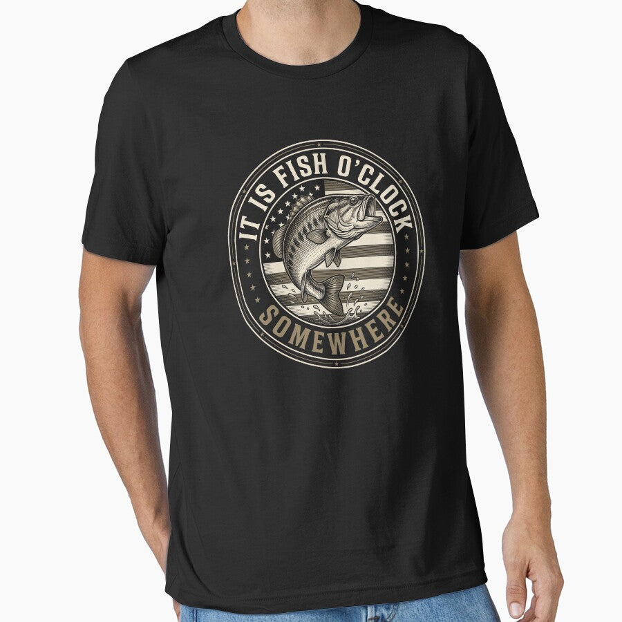 It Is Fish O'Clock Somewhere Fishing Angler Bass Fisherman Hobby by SofenArt