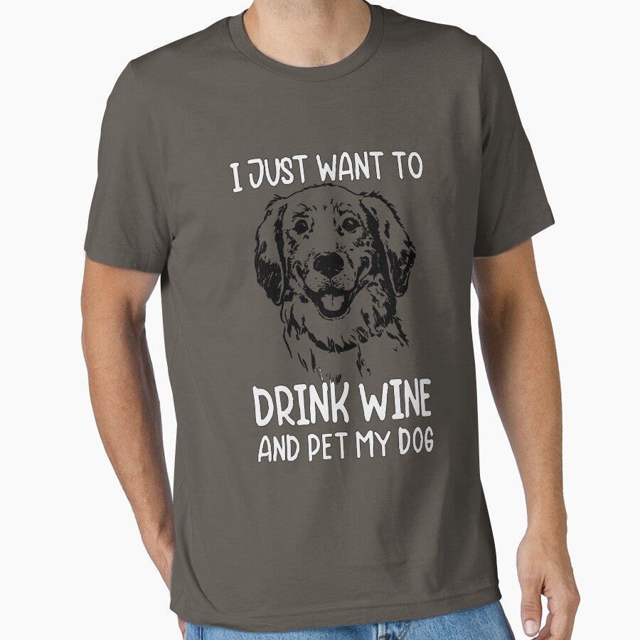 Womens I Just Want to Drink Wine and Pet My Dog Funny Humor Puppy Lover by Fivestars  ⭐⭐⭐⭐⭐
