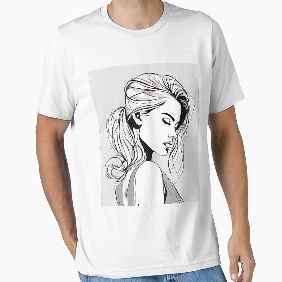 Monochrome Mastery: Abstract Portrait Line Art in Black & White - Robin by BPMagic