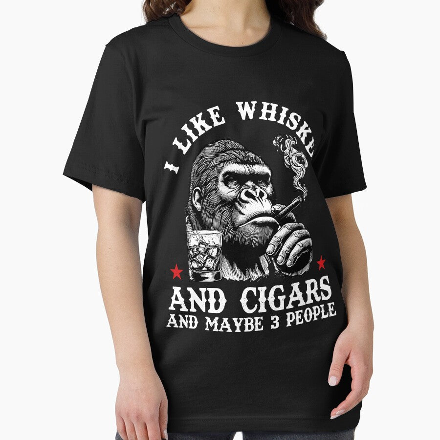 I Like Whiskey And Cigars and Maybe 3 People Funny Gorilla Monkey Sarcastic Saying by pansak