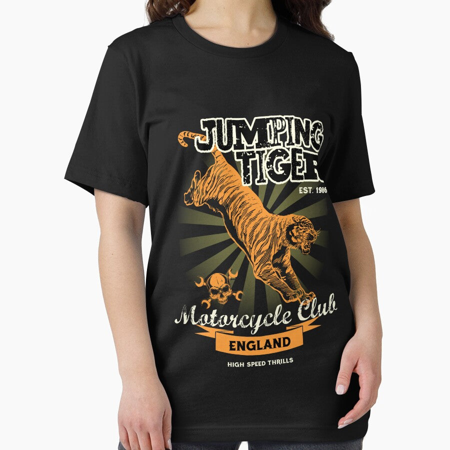 Jumping Tiger Motorcycle T-Shirt by Bianca-Design