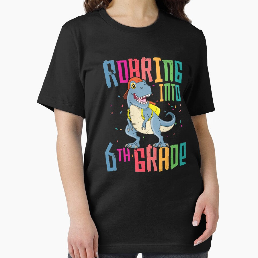 6th Grade T Rex Roaring Back to School T-Shirt Dinosaur Boy by 14thFloor