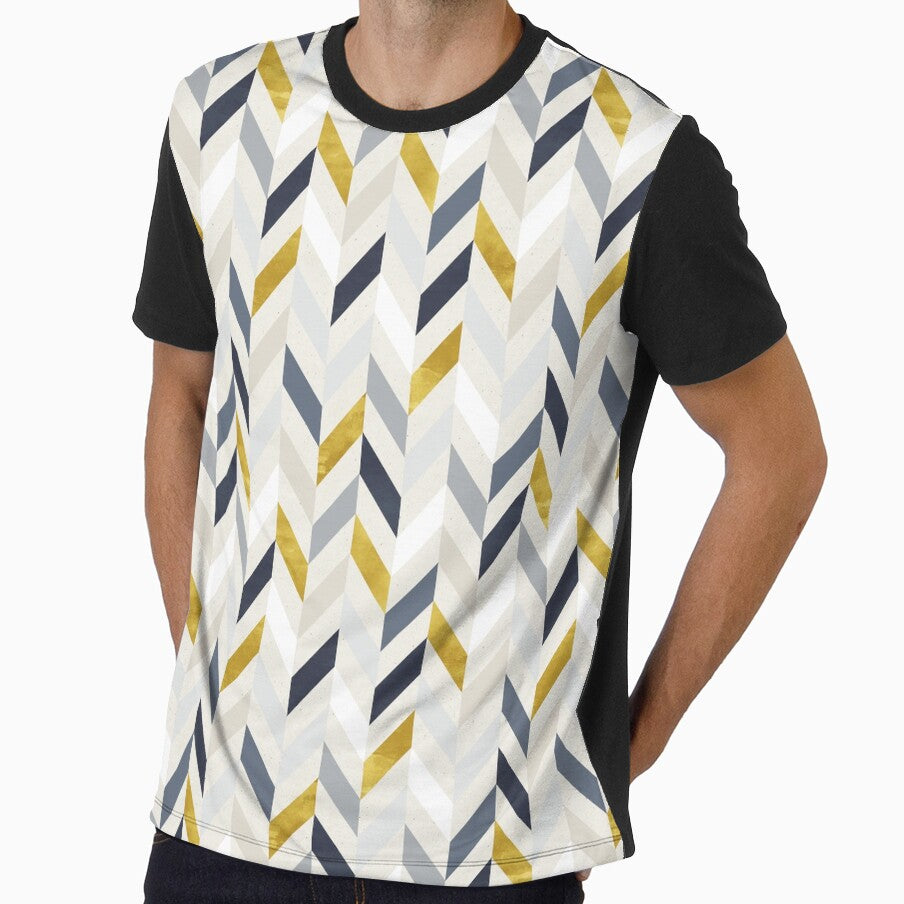 Modern Chevron in Blue and Gold by greenoriginals
