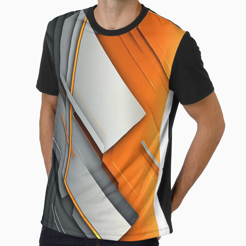 Abstract Geometric Background: Orange, Gray, and Black Intersecting Shapes. by ML-Media