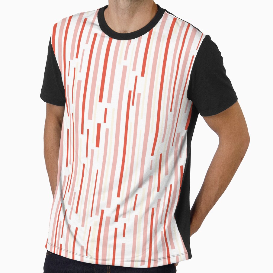 Leitungen Cheerful Line Pattern in Pink, Red, Cream, and White by kierkegaard