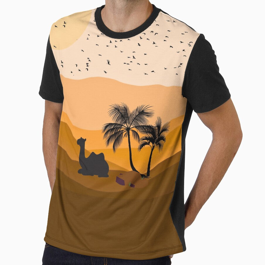 Desert Sunset Camel palm Boho style by Art IN Pack