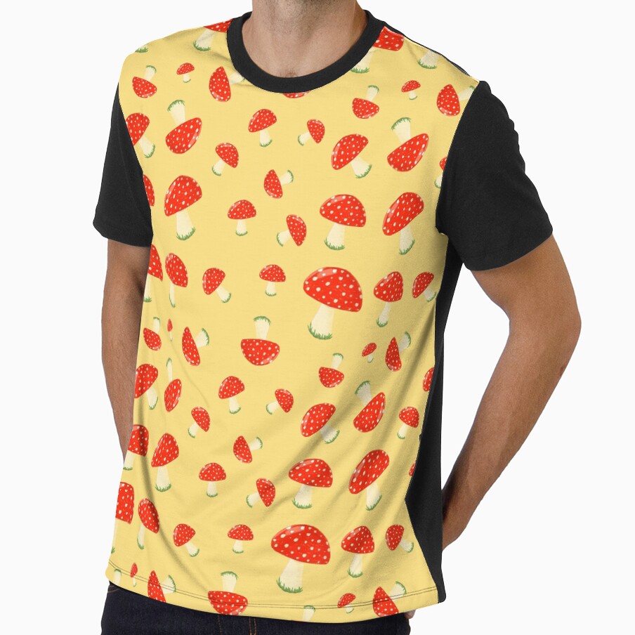 Cottagecore Red Mushrooms - Fall Pattern by Wallocke _