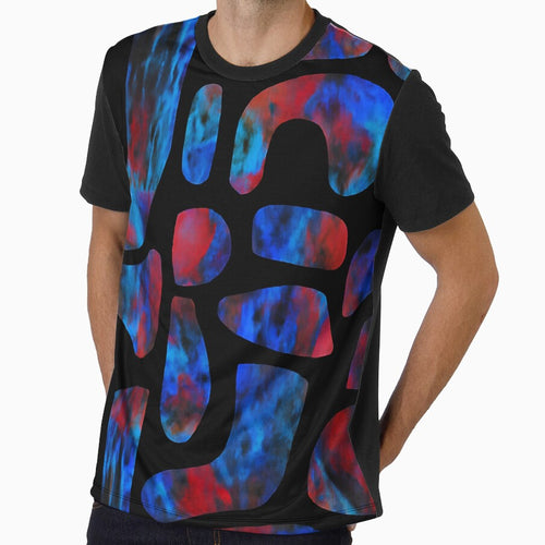 Abstract Red and Blue Fluid Shapes Pattern by FestivityFinds