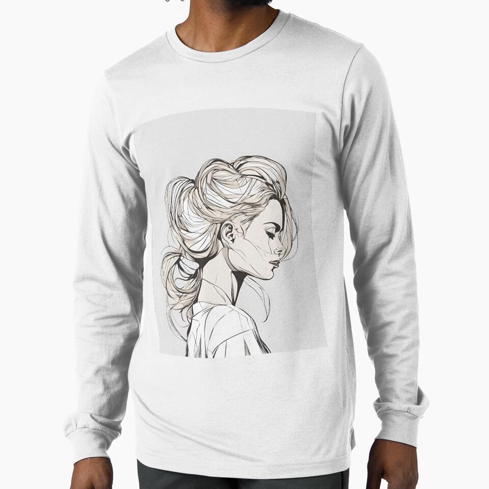 Monochrome Mastery: Abstract Portrait Line Art in Black & White - Rieka by BPMagic