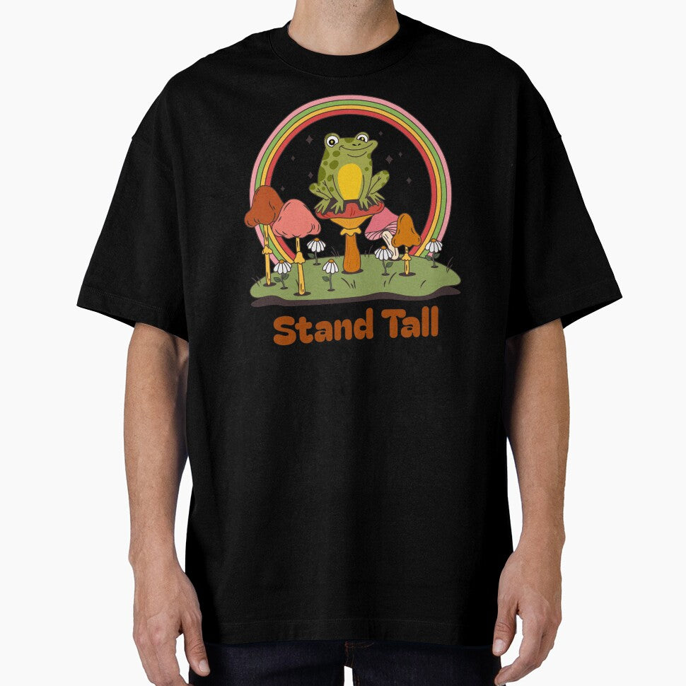 tand Tall Retro Frog Mushroom Rainbow Cottagecore Positive Motivational Art by DERA RAY