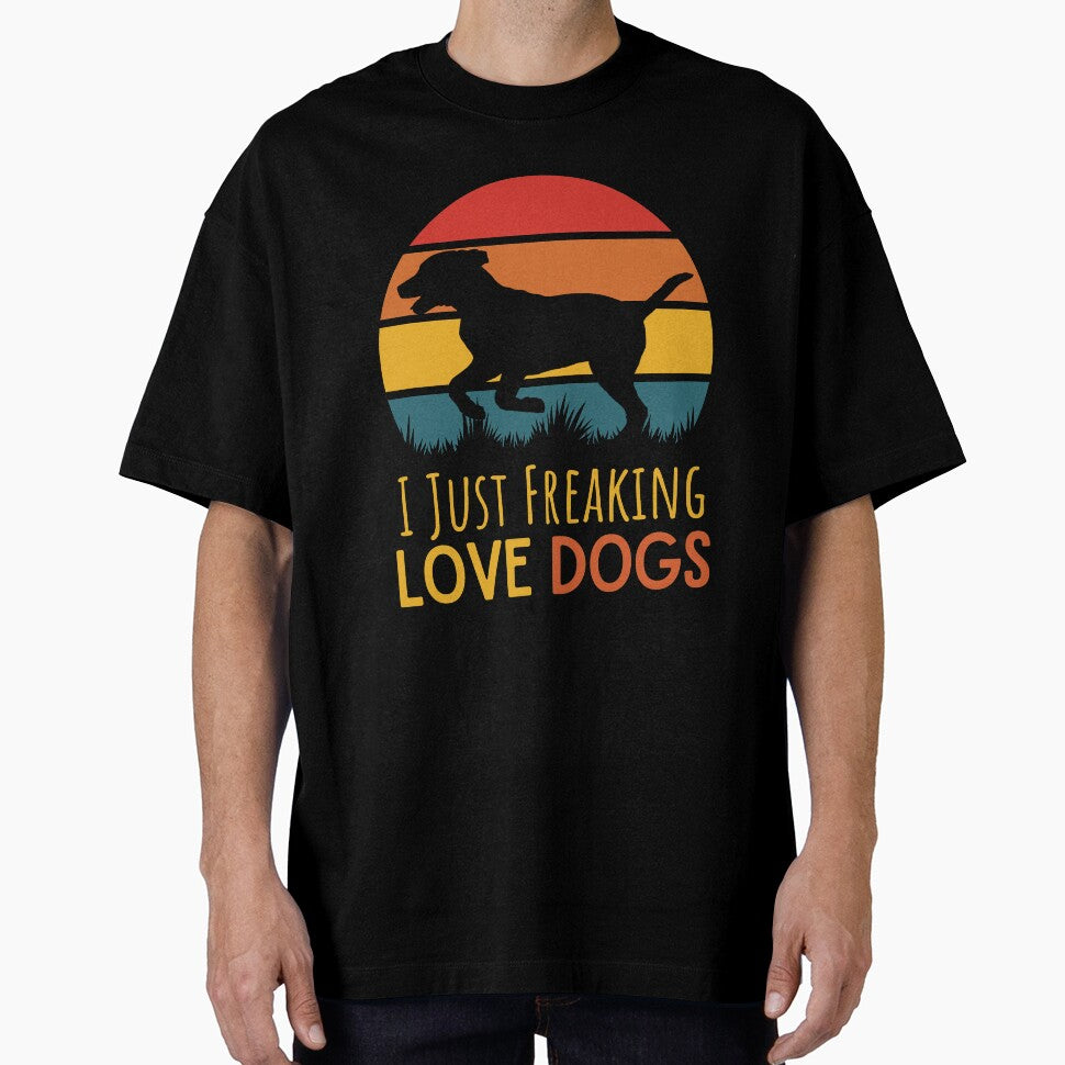 Retro Sunset I Just Freaking Love Dogs by Echo Dusk