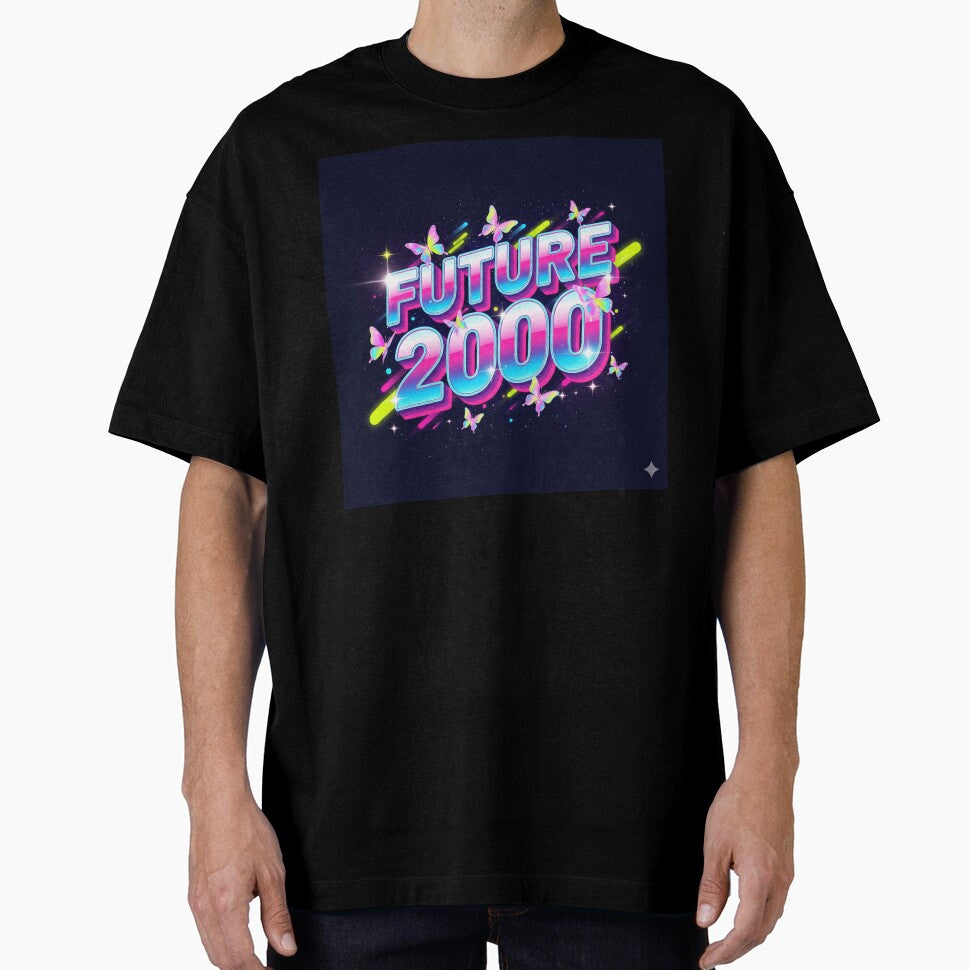 Future 2000 Neon Y2K Aesthetic – Retro Futuristic Butterfly Typography Design by R & K Fashions