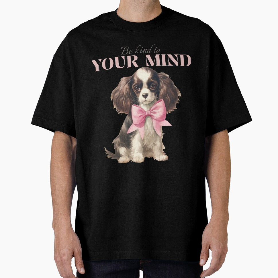Copy of Be kind to your mind vintage dog pink bow spaniel by SoulfulT