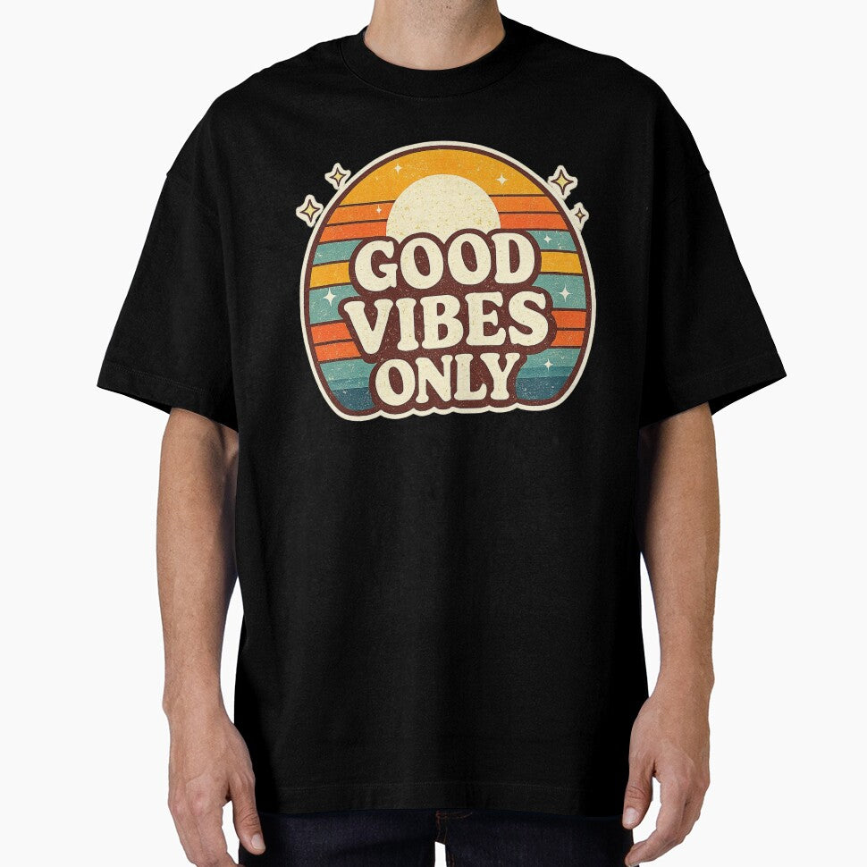 Good Vibes Only Retro Sunset Positive Quote by Tropivaro