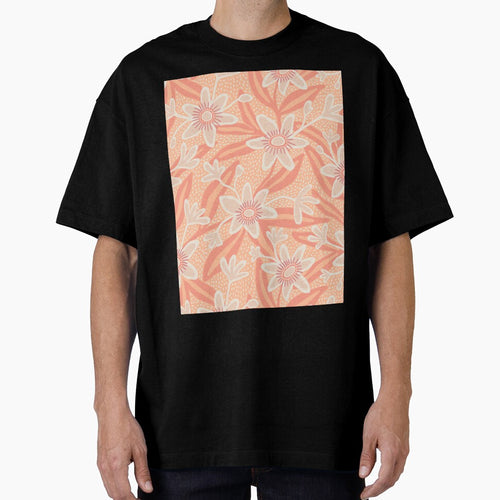 Abstract passiflora flowers in peach fuzz by Illustrated by Nat