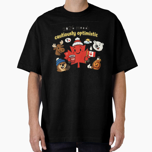 2026 Mood: Cautiously Optimistic – Cute Canadian Maple Leaf Illustration by mocci10