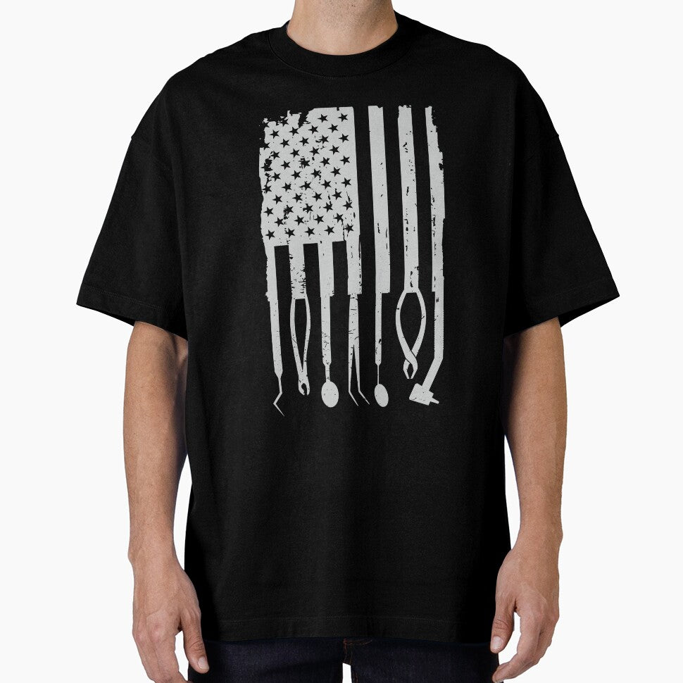 Patriotic Dentist Dental Hygienist American Flag T-shirt Tee by mrsmitful