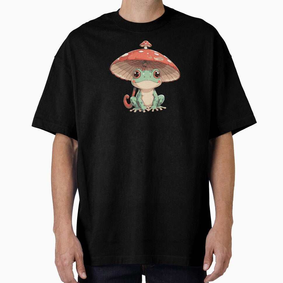 Cute Frog with Mushroom Hat – Whimsical Cottagecore Nature Design by Kajiart
