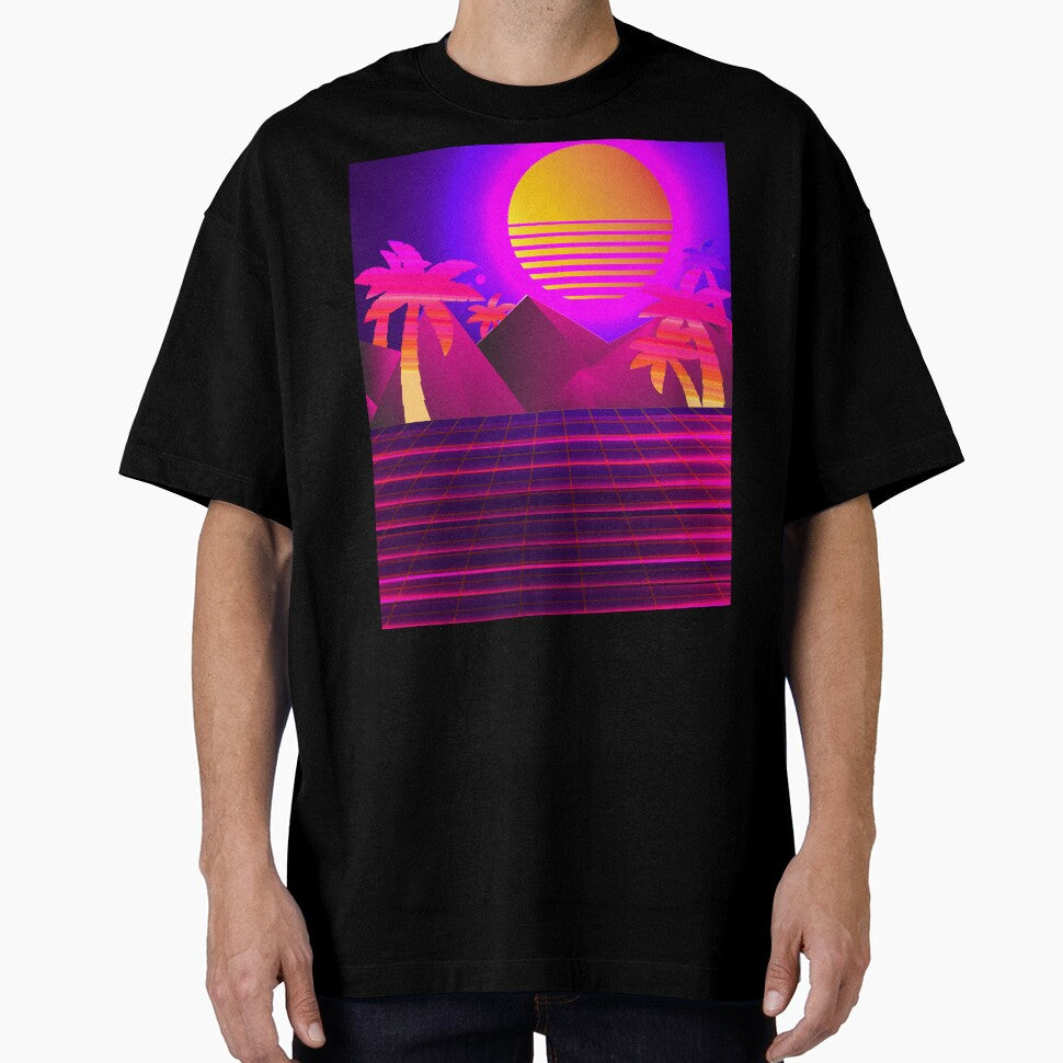 Synthwave Retro 80s & 90s Vaporwave Sunset With Palm Trees graphic by D-C-Designs