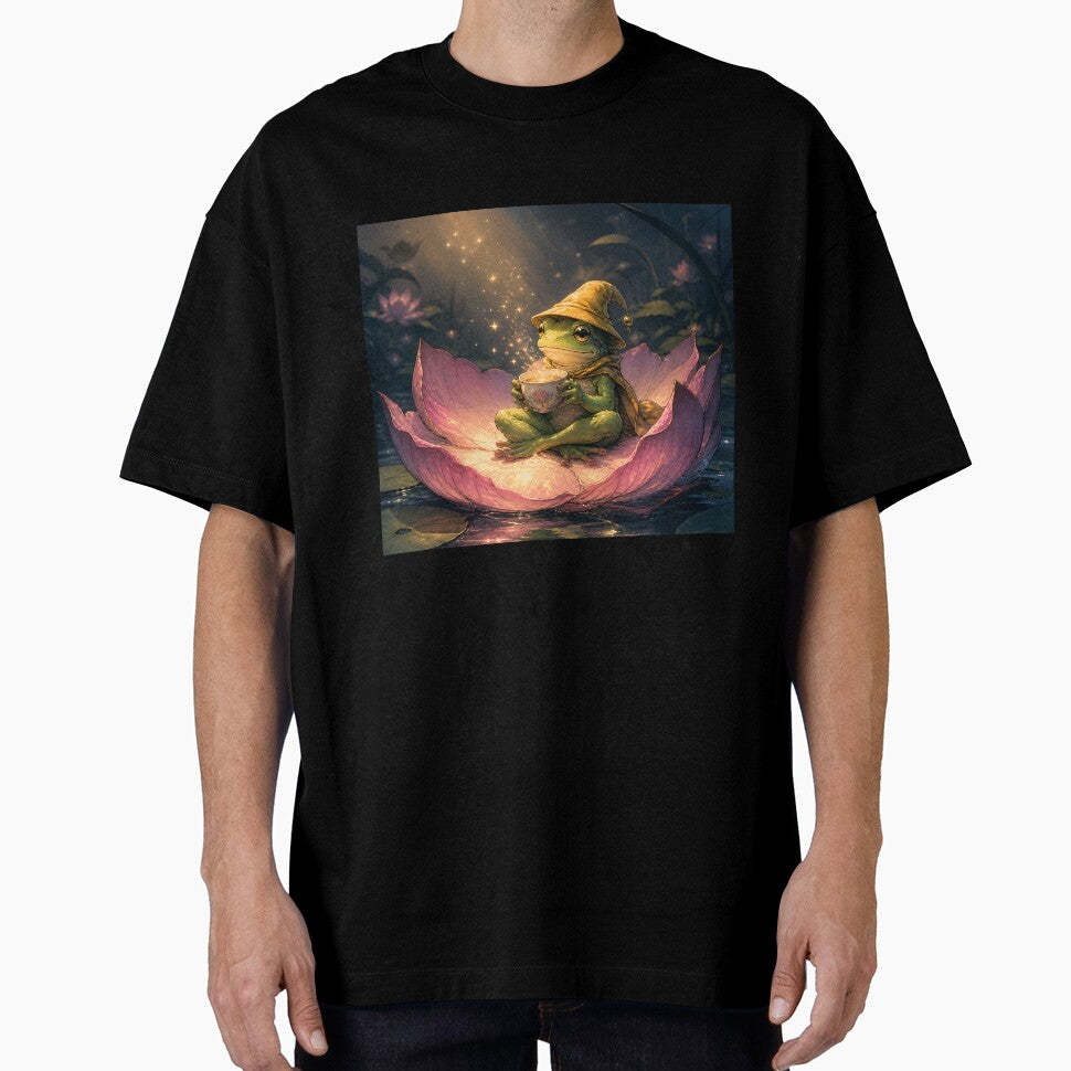 The Star-Lotus Tea Party - Cute Cottagecore Frog by bapupa