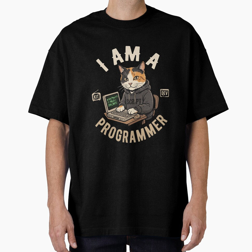 Funny Programmer Cat Coding Retro Hoodie Design by CrystalMineArts