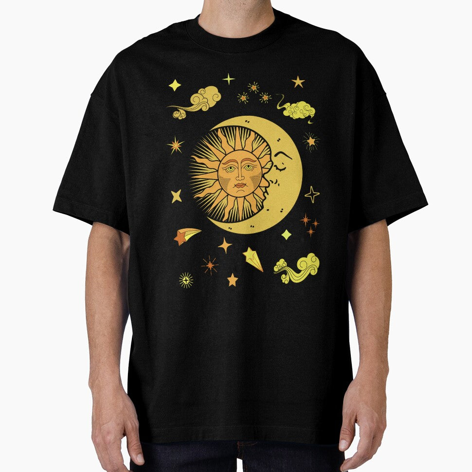 sun  and  moon celestial modern vibrant art by cutecrazytshirt